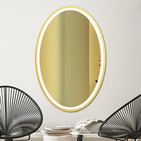 Zrkadlo Nordic Oval Gold LED - gold glass Rozmer zrkadla: 50 x 70 cm