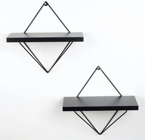 SADA 2x Nástenná polica čierna