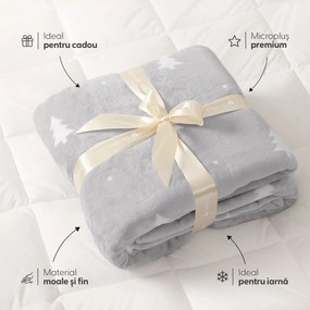 Goldea vianočné mikroplyšové posteľné obliečky deluxe - biele stromčeky na sivej 140 x 200 a 70 x 90 cm