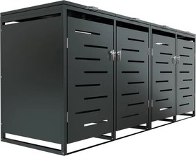 Kovový prístrešok pre 4 popolnice, antracit, 264×116×80 cm