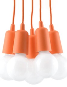 Závesné svietidlo Diego 5, oranžové telo svietidla