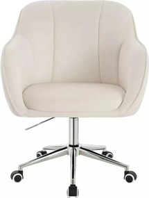 LuxuryForm DESIGN Stolička AVOLA VELUR na striebornej podstave s kolieskami - biela