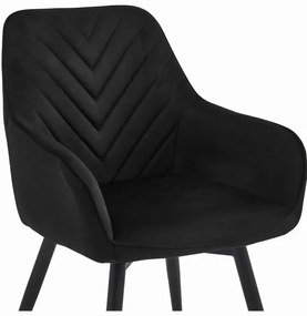 Set dvoch jedálenských otočných stoličiek NANA360 zamatové, čierne (čierne nohy) 2 ks
