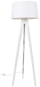 Moderná stojaca lampa trojnožka biela s tienidlom z ľanu biela 45 cm - Tripod Classic