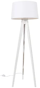 Moderná stojaca lampa trojnožka biela s tienidlom z ľanu biela 45 cm - Tripod Classic