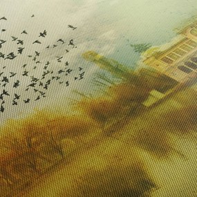Obraz maľované krajiny so sídlom (70x50 cm)