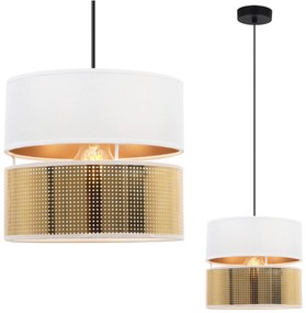 Závesné svietidlo Asti2, 1x PVC/biele textilné tienidlo, (fi 20cm), g, b