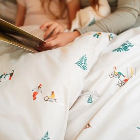 Goldea vianočné bavlnené posteľné obliečky - zimné radovánky 140 x 200 a 70 x 90 cm