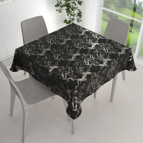 Biante Zamatový štvorcový obrus Isabela IBL-021 Zlatý/dymový mramor na čiernom 80x80 cm