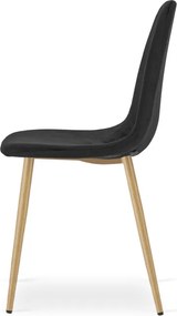 Set troch jedálenských stoličiek PADVA zamatové čierne / hnedé nohy (3 ks)