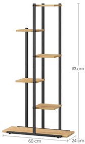 Stojan na kvety so šiestimi policami - dub / čierne nohy