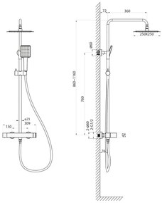 Sapho - Sprchová súprava s batériou CUBEMIX, matná zlatá