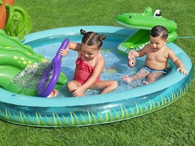 Nafukovacie ihrisko CROCODILE šmykľavka + postrekovač + loptičky Bestway 53166