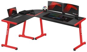 Rohový PC stolík Hyperion 6.0 (čierna + červená). Akcia -18%. Vlastná spoľahlivá doprava až k Vám domov. 1087514
