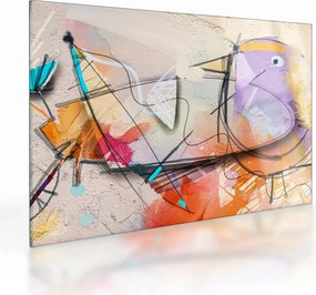 Sklenený obraz - Abstrakcia, vtáčik (70x50 cm)