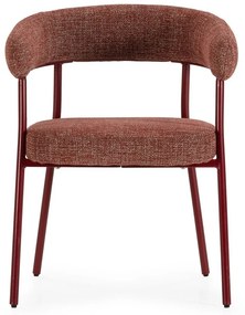 Terakotové čalúnené jedálenské kreslá v súprave s podrúčkami 2 ks Yuri – MOME