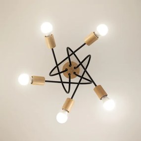 Prisadený luster OXFORD 5xE27/15W/230V borovica/čierna