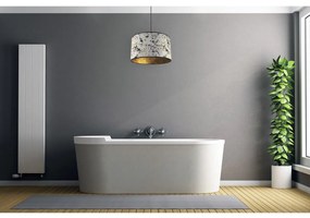 Závesné svietidlo Werona 5, 1x sivé textilné tienidlo so vzorom, (fi 40cm), g