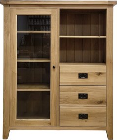 Presklený sekretár s vitrínou a 3 zásuvkami, 126x43x150 cm