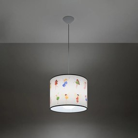 Detské závesné svietidlo Fairy, 1x plastové tienidlo so vzorom, (fi 30cm)