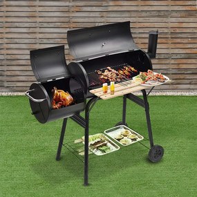 2 v 1 BBQ gril a smoker na drevené uhlie