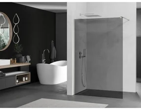 Mexen Kioto, sprchová zástena Walk-In 120 x 200 cm, 8mm šedé sklo, brúsená oceľ profil, 800-120-101-97-40