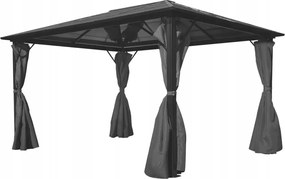 vidaXL Altánok so závesmi, antracitový, hliníkový 400x300 cm