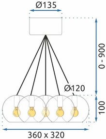 Toolight - Závesné svietidlo sklenené gule G4 25W APP560-7CP, chrómová, OSW-08236