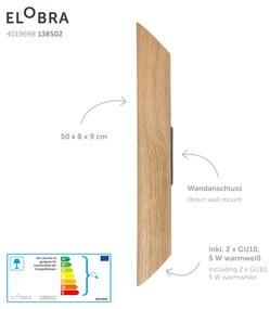 Nástenné LED svietidlo Colombia, prírodný dub