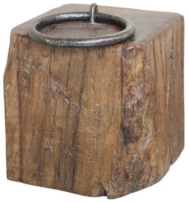 Hnedý drevený podstavec / stôl s rezbou Grimaud Unit - 25*25*38 cm