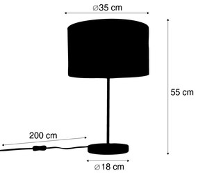 Mosadzná stolová lampa s velúrovým tienidlom s dizajnom listov a zlatým vnútorným priestorom - Kaso