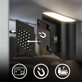 Briloner 3878015 - LED nabíjateľné nástenné svietidlo so senzorom CHAT LED/3W/5V 2000 mAh čierna