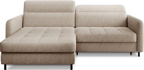 Béžová ženilková rozkladacia/s úložným priestorom rohová pohovka (ľavý roh/s leňoškou) Gomsi – ELTAP