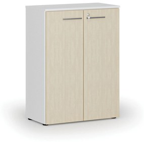 Kancelárska skriňa s dverami PRIMO WHITE, 1087 x 800 x 420 mm, biela/buk