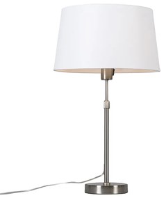 Stolová lampa oceľová s tienidlom biela 35 cm nastaviteľná - Parte