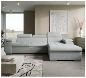Rozkladacia rohová sedacia súprava v tvare L s úložným priestorom PADUA sivá pravá