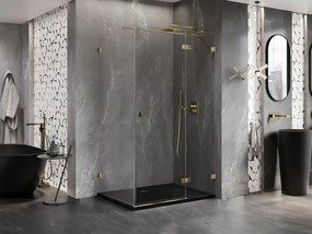 Mexen Lunar T, výklopný pravý sprchový kút 140 x 110 cm, 8mm číre sklo, zlatý profil, 834T-140-110-50-00-P