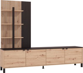 XXXLutz OBÝVACIA STENA čierna, dub artisan Hom`in - Obývacie steny - 000834014301