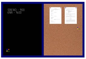 Toptabule.sk KMTDRCR-1-1 Kombinovaná tabuľa čierna v modrom drevenom ráme 90x60cm