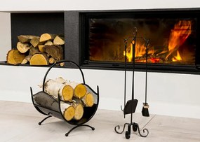 Kovový kôš na drevo Criss, 40x52 cm, čierna