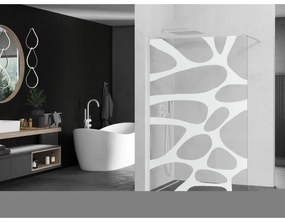 Mexen Kioto, Walk-In sprchová zástena 100 x 200 cm, 8mm sklo číre/biely vzor, biely profil, 800-100-101-20-97