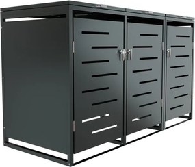 Kovový prístrešok pre 3 popolnice, antracit, 197×116×80 cm