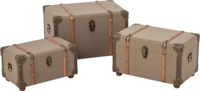 Súprava 3 kufrov z MDF olivovo zelená/hnedá – 54*35*35 cm