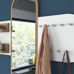 Nástenný vešiak so zrkadlom Pomi White and Walnut