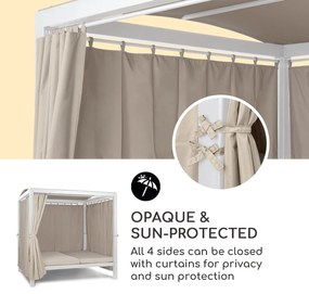Eremitage Double XL, slnečné ležadlo, 2 osoby, oceľový rám, slnečná strecha, závesy