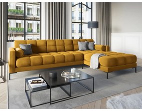 Žltá zamatová rohová pohovka Cosmopolitan Design Bali, pravý roh