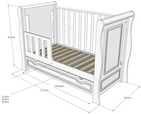 Raj posteli Detská postieľka so zásuvkou MEGI 2 PW 120x60 cm