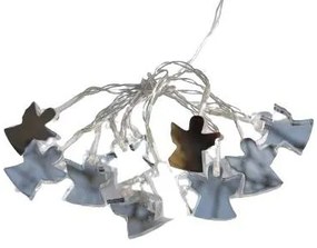 DECOLED LED světelný řetěz na baterie, 10 teple bílých diod, 1,5 m, akryloví andílci