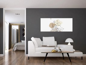 Obraz - Béžové kvety s motýľom N⁰1 (120x50 cm)