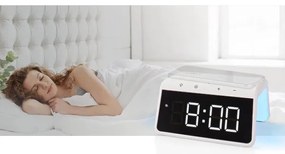 Nedis WCACQ30WT - Budík s LCD a bezdrôtovou nabíjačkou 15W/5V, biely